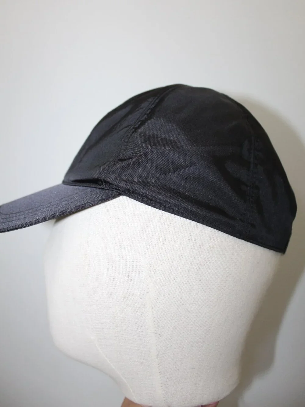 Prada Nylon Triangle Logo Black Baseball Cap Hat M